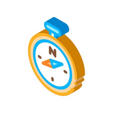 Pusula Simgesi Vektörü. İzometrik pusula işareti. renk izole edilmiş sembol çizimi