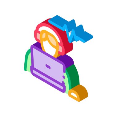 Ses Simgesi Vektörü Dinleniyor. Isometric Dinleyen Ses işareti. renk izole edilmiş sembol çizimi