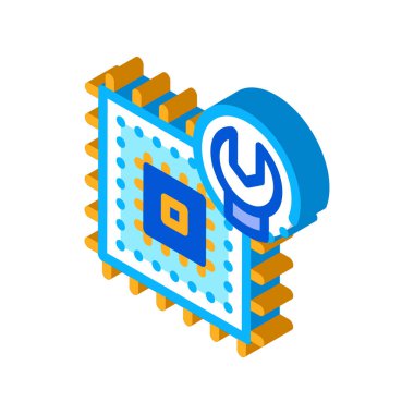 Chip Tamir Simgesi Vektörü. Isometric Chip Tamir tabelası. renk izole edilmiş sembol çizimi