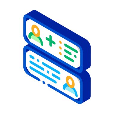 Yazışma Simgesi Vektörü. Isometric Yazışma İşareti. renk izole edilmiş sembol çizimi