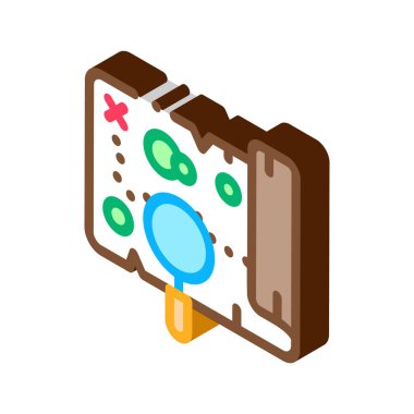 Harita Sokak Planı Harita Simgesi Vektörü. Binaların konumu ve caddesi olan Isometric Haritası, coğrafi obje işareti. renk izole edilmiş sembol çizimi