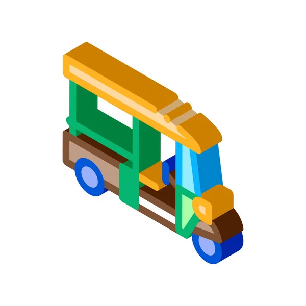 Tuk Tuk Thailand Transport Icon Vector Isometric Tuk Taxi National - Stok Vektor