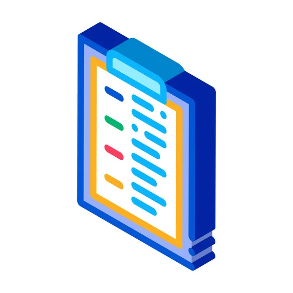 Statistik Report Tablet Icon Vector Izometrický Dokument Tabletu Kontrolní Seznam — Stockový vektor