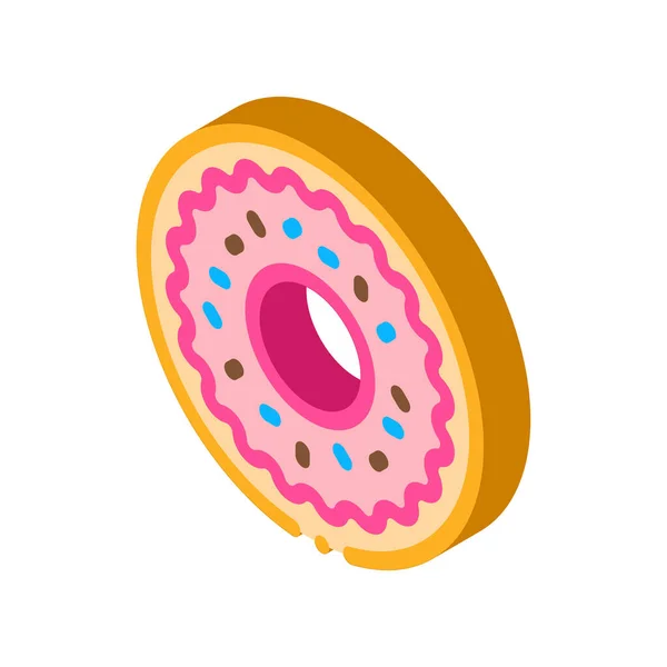 Donut Delicious Baked Snack Icon Vector Isometric Donut Glazed Chocolate — Stock Vector