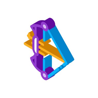 Profesyonel Yay ve Ok Simgesi Vektörü. Isometric Olimpik Sportif Hassasiyet Vuruşu Aracı Doğrusal Piktogram. Felç edici Aygıt işareti. renk izole edilmiş sembol çizimi
