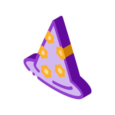 Sihirbaz Şapka Simgesi Vektörü. Isometric Sihirbaz Şapkası işareti. renk izole edilmiş sembol çizimi