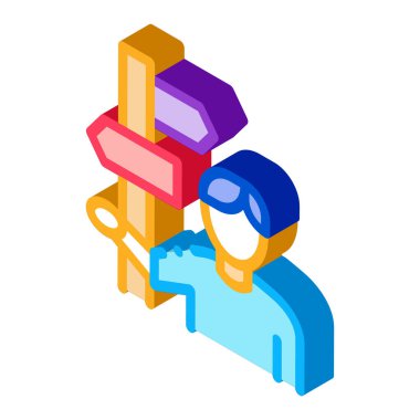 İnsan Posta Sütun Simgesi Vektörü. Isometric İnsan Posta Kolonu işareti. renk izole edilmiş sembol çizimi