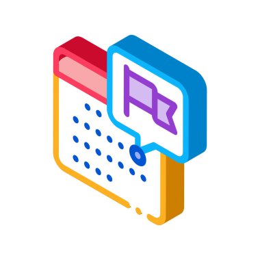 Takvim Tarihi Simgesi Vektörü. Isometric Takvim Randevu işareti. renk izole edilmiş sembol çizimi