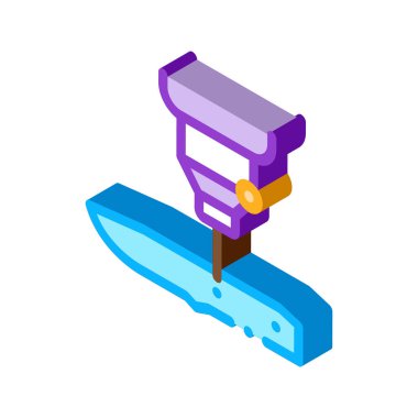 Bıçak Üretim Simgesi Vektörü. Isometric Bıçak Üretim İşareti. renk izole edilmiş sembol çizimi