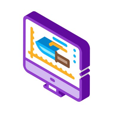 Bıçak Simge Vektörünü Göster. Isometric Bıçak Ekran İşareti. renk izole edilmiş sembol çizimi