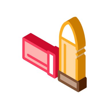 Avlanan Mermi Simgesi Vektörü. İzometrik Av Mermisi işareti. renk izole edilmiş sembol çizimi