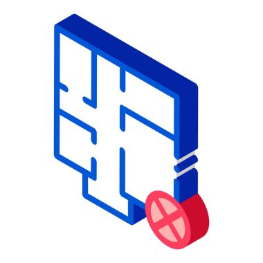 Yanlış Plan Simge Vektörü. İzometrik Yanlış Plan işareti. renk izole edilmiş sembol çizimi