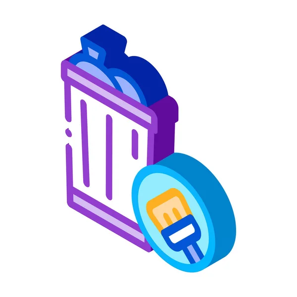 Lixo Trash Can Icon Vector Isométrico Lixo Lixo Pode Assinar — Vetor de Stock