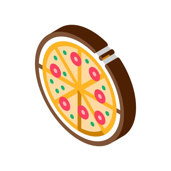 意大利比萨饼Icon病媒 等量比萨意大利餐的标志 彩色隔离符号图解 — 图库矢量图片