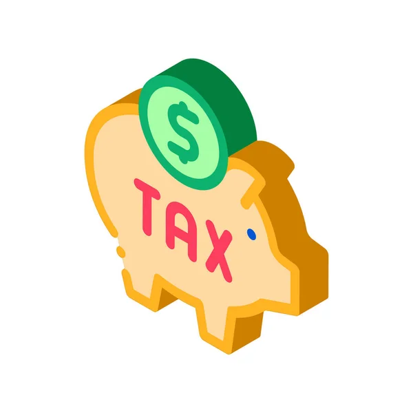 Ikonový Vektor Daňové Schránky Znak Isometric Tax Money Box Barevný — Stockový vektor