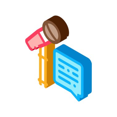 Mikrofon Simgesi Vektörü ile Kopya Konuşması. Mikrofon İşaretinde Konuşan Isome-tric Replica. Renklendirilmiş Sembol İllüstrasyonu