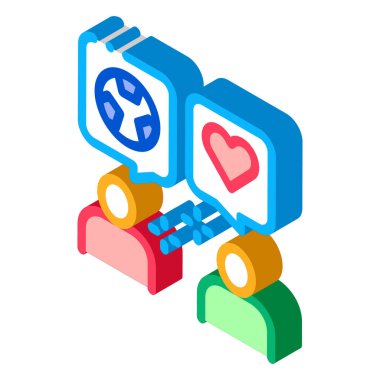 Futbol Hayranları Diyalog Simgesi Vektörü. Isometric Futbol Hayranları Diyalogu İşareti. Renklendirilmiş Sembol İllüstrasyonu