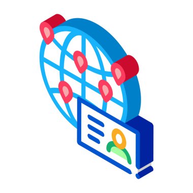 Gezgin İş Kartı Simgesi Vektörü. Isome gezgin kartviziti. Renklendirilmiş Sembol İllüstrasyonu