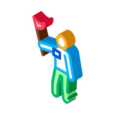 Önde gelen Turist Simgesi Vektörü. Isome 'ın Öncü Turist Tabelası. Renklendirilmiş Sembol İllüstrasyonu