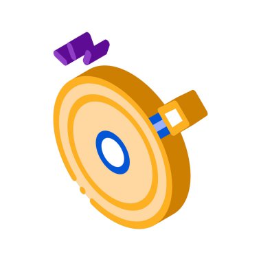 Bisiklet Tekerleği Simgesi Vektörü. Isometric Bisiklet Lastiği İşareti. Renklendirilmiş Sembol İllüstrasyonu