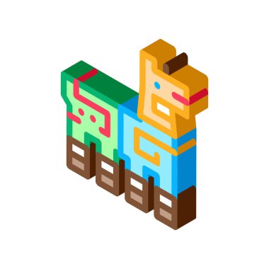 Etnik Hayvan Totemi Simge Vektörü. İznik Etnik Hayvan Totemi İşareti. Renklendirilmiş Sembol İllüstrasyonu