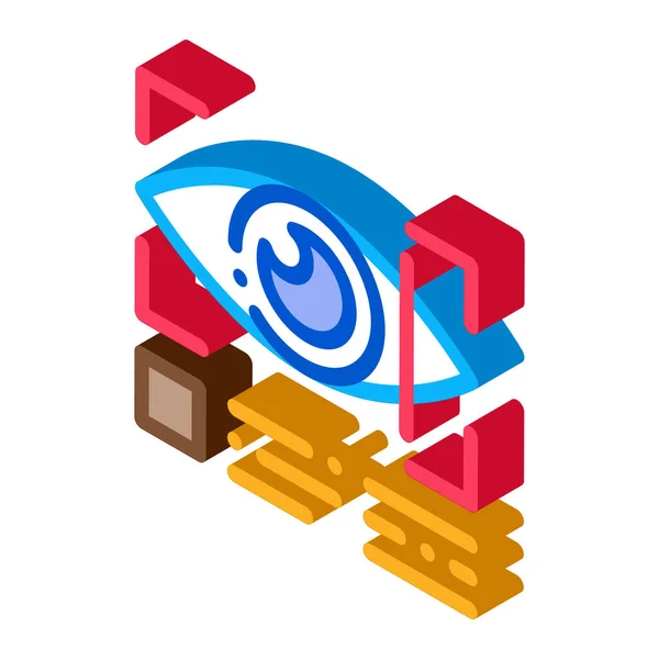 Vettore Icone Ricerca Oculistica Medica Isometrica Medical Eye Research Sign — Vettoriale Stock