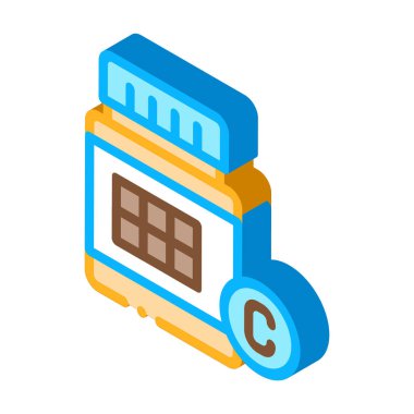 Vitamin şişesi ikon vektörü. İzometrik vitamin şişesi işareti. renk izole edilmiş sembol çizimi