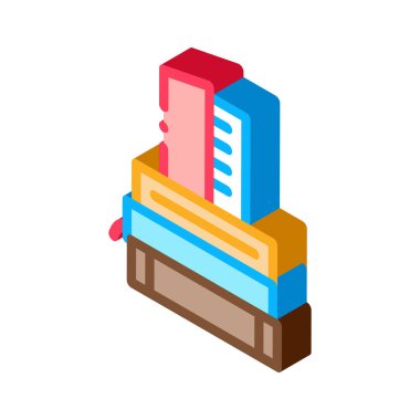 Kitap yığını ikon vektörü. İzometrik kitap yığını işareti. renk izole edilmiş sembol çizimi