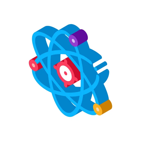 Wektor Ikony Cząsteczki Atomu Znak Cząsteczki Izometrycznej Atomu Kolorowy Pojedynczy — Wektor stockowy