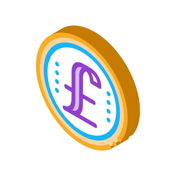 Pound coin isometric icon vector illustration — Stock Vector