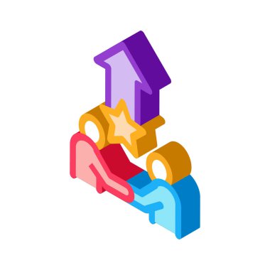 Başarılı insanlar izometrik ikon vektör illüstrasyonunu daraltır