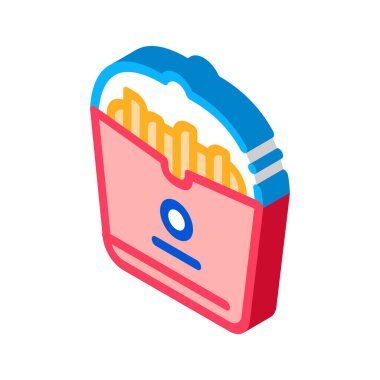 Patates kızartması izometrik ikon vektör çizimi