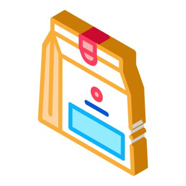 Gıda izometrik ikon vektör illüstrasyonlu kese kağıdı