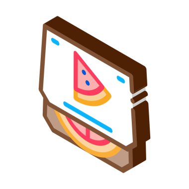 Pizza kutusu izometrik ikon vektör çizimi