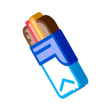 pastırma ve peynirli sandviç izometrik ikon vektör çizimi