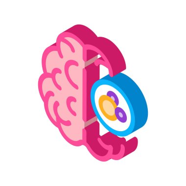 İnsan beyni izometrik ikon vektör çizimi