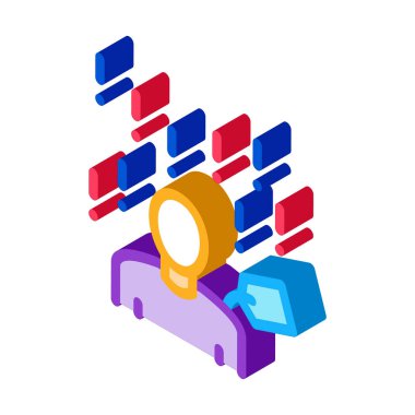 Kişinin izometrik ikon vektör çizimi için birçok gereksinim