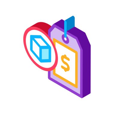 paket fiyat etiketi izometrik vektör çizimi