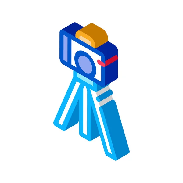 Caméra vidéo avec trépied icône isométrique illustration vectorielle — Image vectorielle