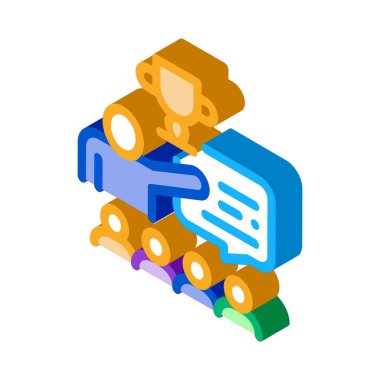 Kazanan fincan değeri izometrik ikon vektör çizimi