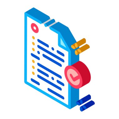 belge izometrik ikon vektör illüstrasyonu