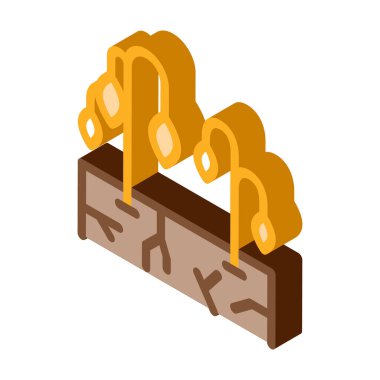 Bitkiler için kuru toprak izometrik ikon vektör illüstrasyonu