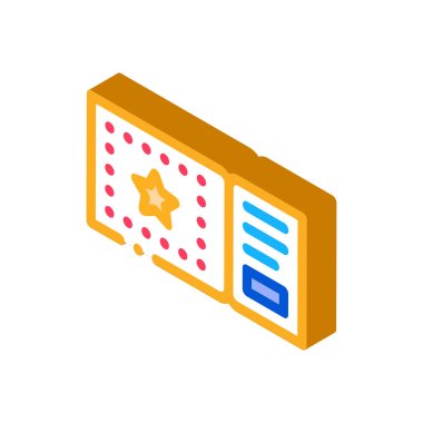 Lunapark bileti izometrik ikon vektör çizimi