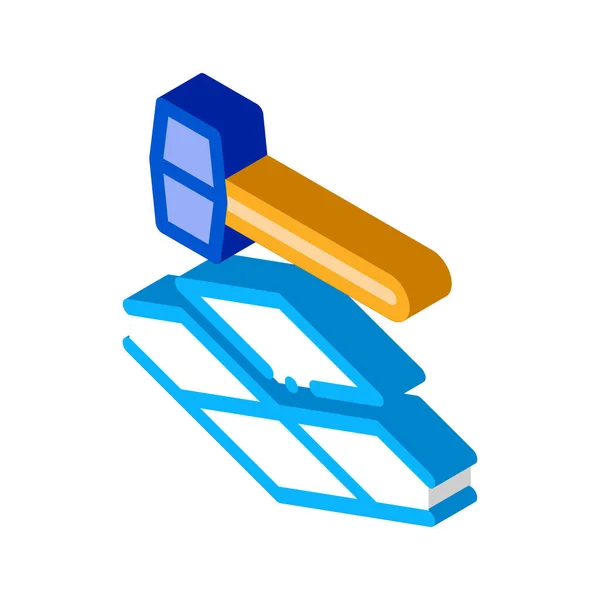 Azulejo martillo ícono isométrico vector ilustración — Vector de stock