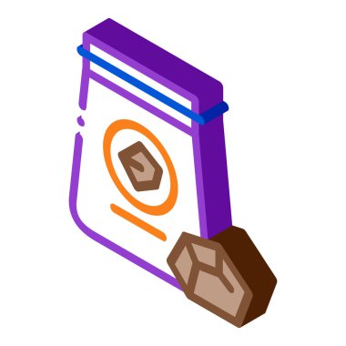 Torba izometrik ikon vektör illüstrasyonundaki kömür