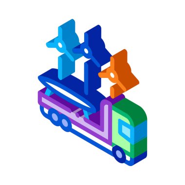 Rüzgâr enerjisi teknolojisi arka plan simgesi vektör çizelgesine sahip kamyon