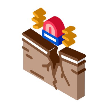 Deprem sinyali izometrik ikon vektör çizimi