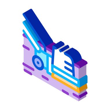 Tekerleklerdeki temizlik fırçası izometrik ikon vektör çizimi