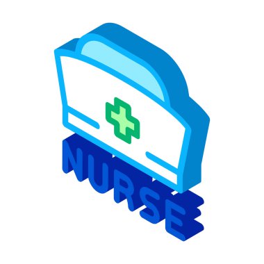 hemşire şapkası izometrik ikon vektör çizimi