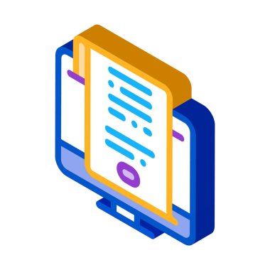 Arama motoru optimizasyon belgesi izometrik ikon vektör çizimi